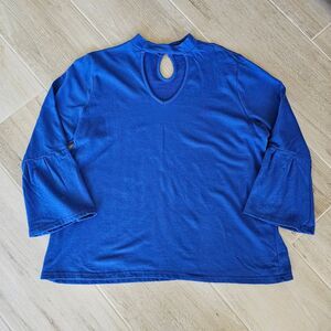 Lane Bryant Vibrant Blue Mock Neck Knit Top Bell Sleeves Size 18/20